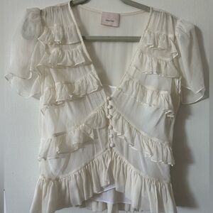 Cinq a sept white short sleeve blouse